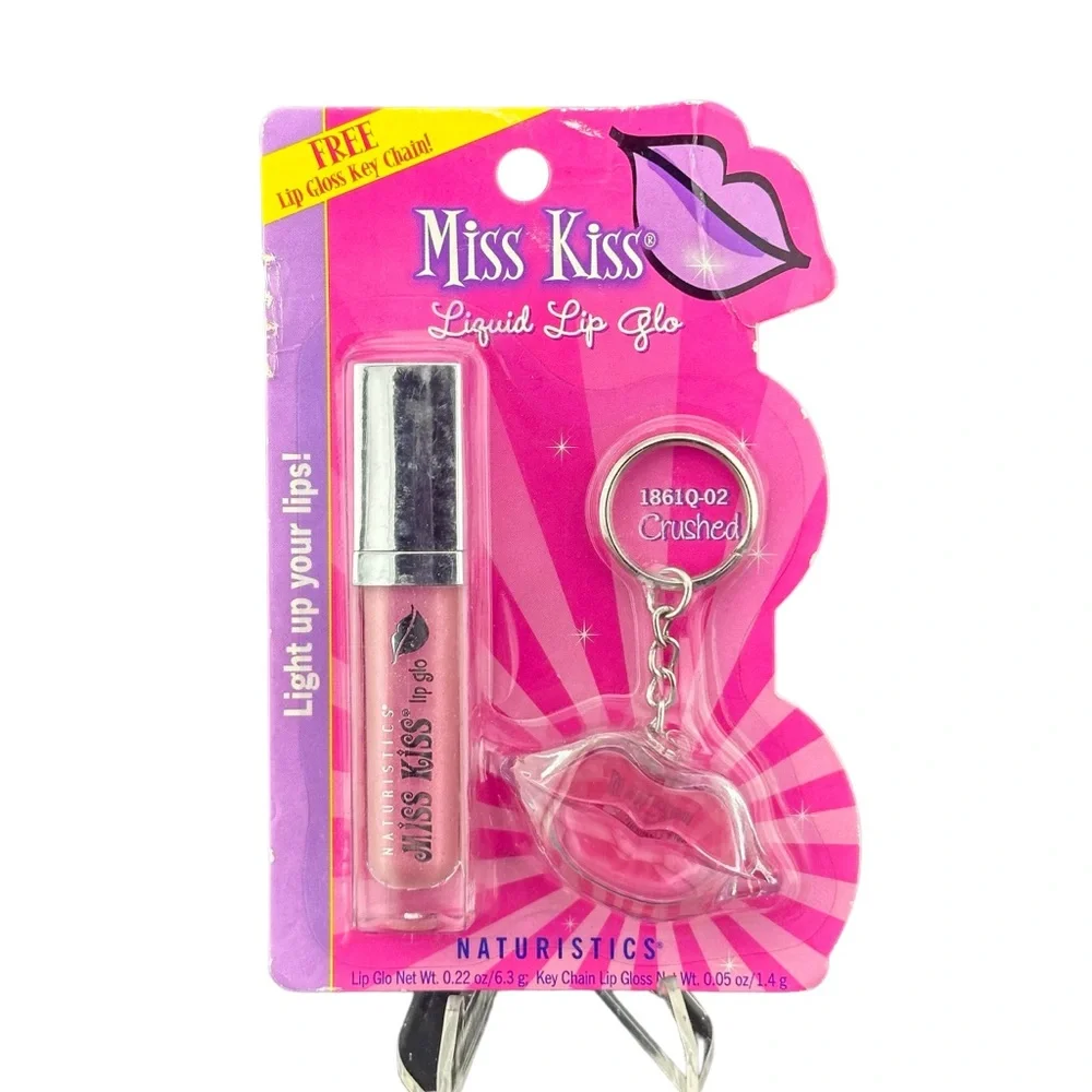 NIB Naturistics Miss Kiss Liquid Lip Glow with Key Chain Color Crushed